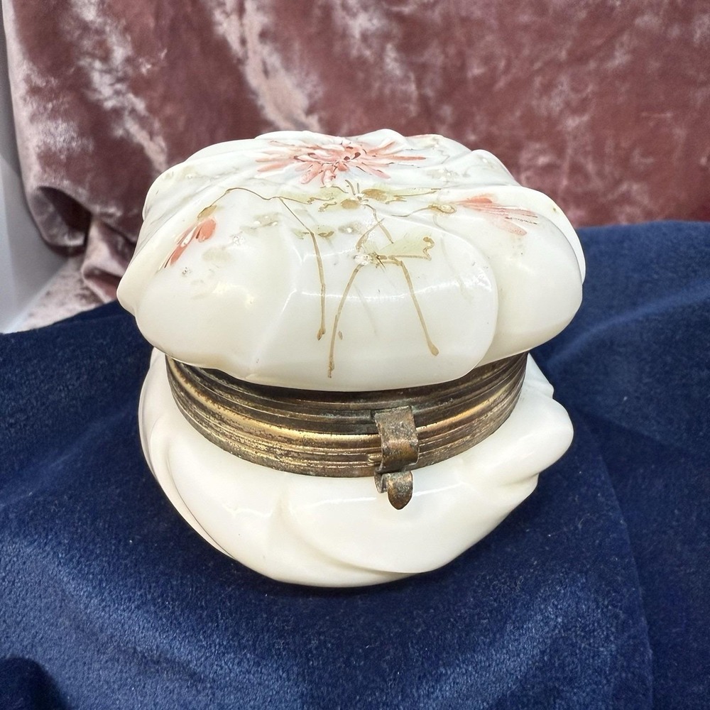 Antique WAVECREST Trinket Box Circa 1900 Hand Painted Floral